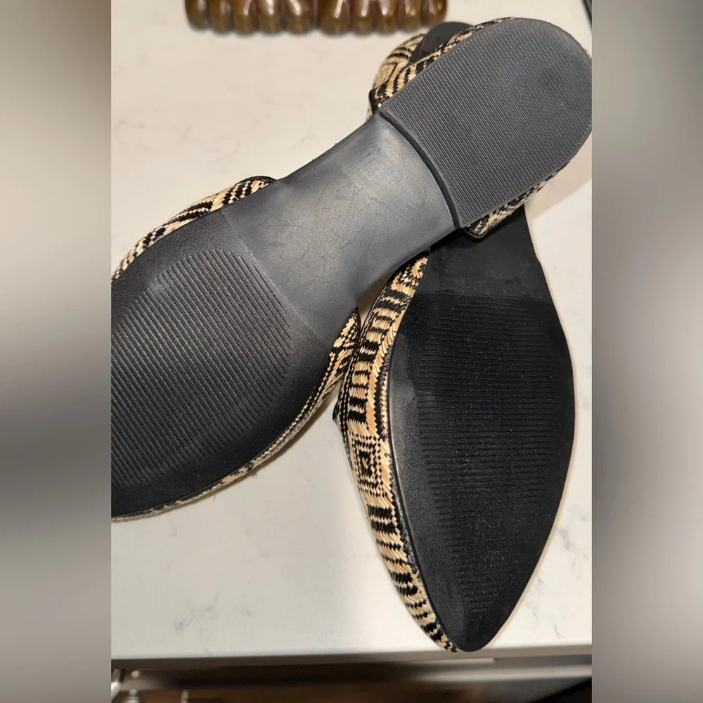 Isaac Mizrahi New York Woven D’Orsay Flats Size 7.5 Neutral Black Tan - Picture 8 of 10